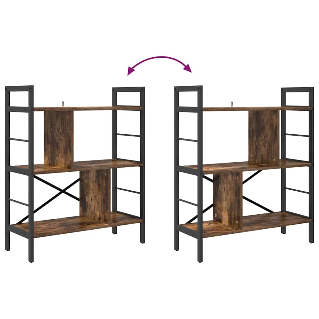 Bookshelf 5-Tier 75 x 30 x 91 cm Engineered Wood Smoked Oak