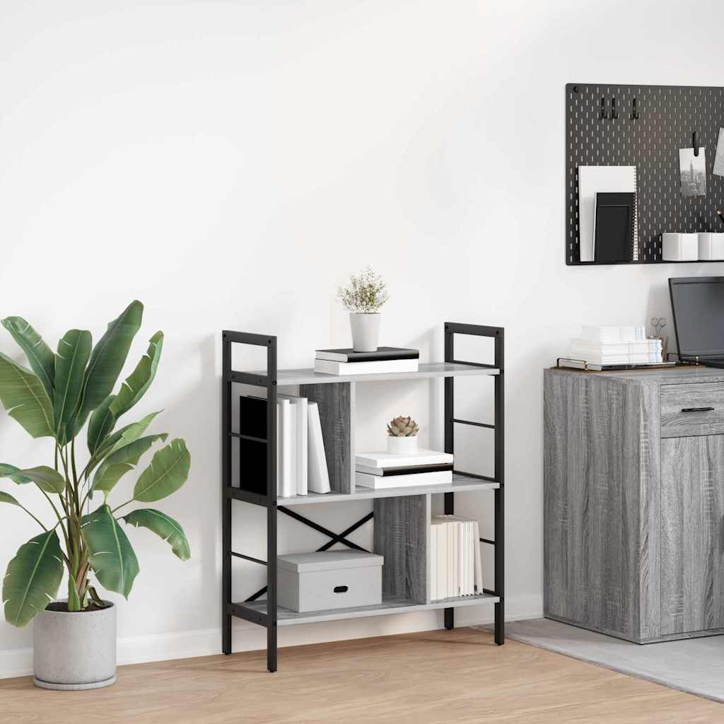Bookshelf 5-Tier 75 x 30 x 91 cm Engineered Wood Grey Sonoma