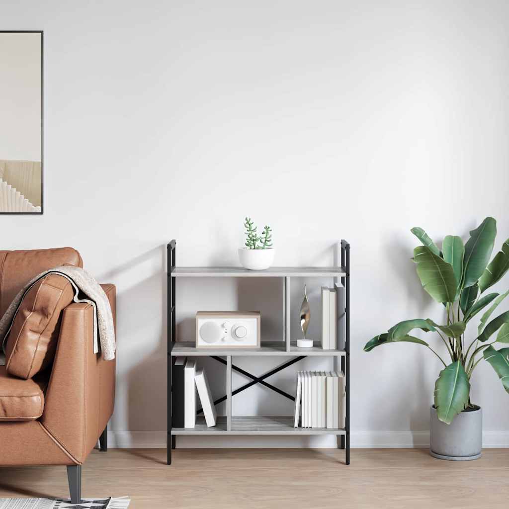 Bookshelf 5-Tier 75 x 30 x 91 cm Engineered Wood Grey Sonoma