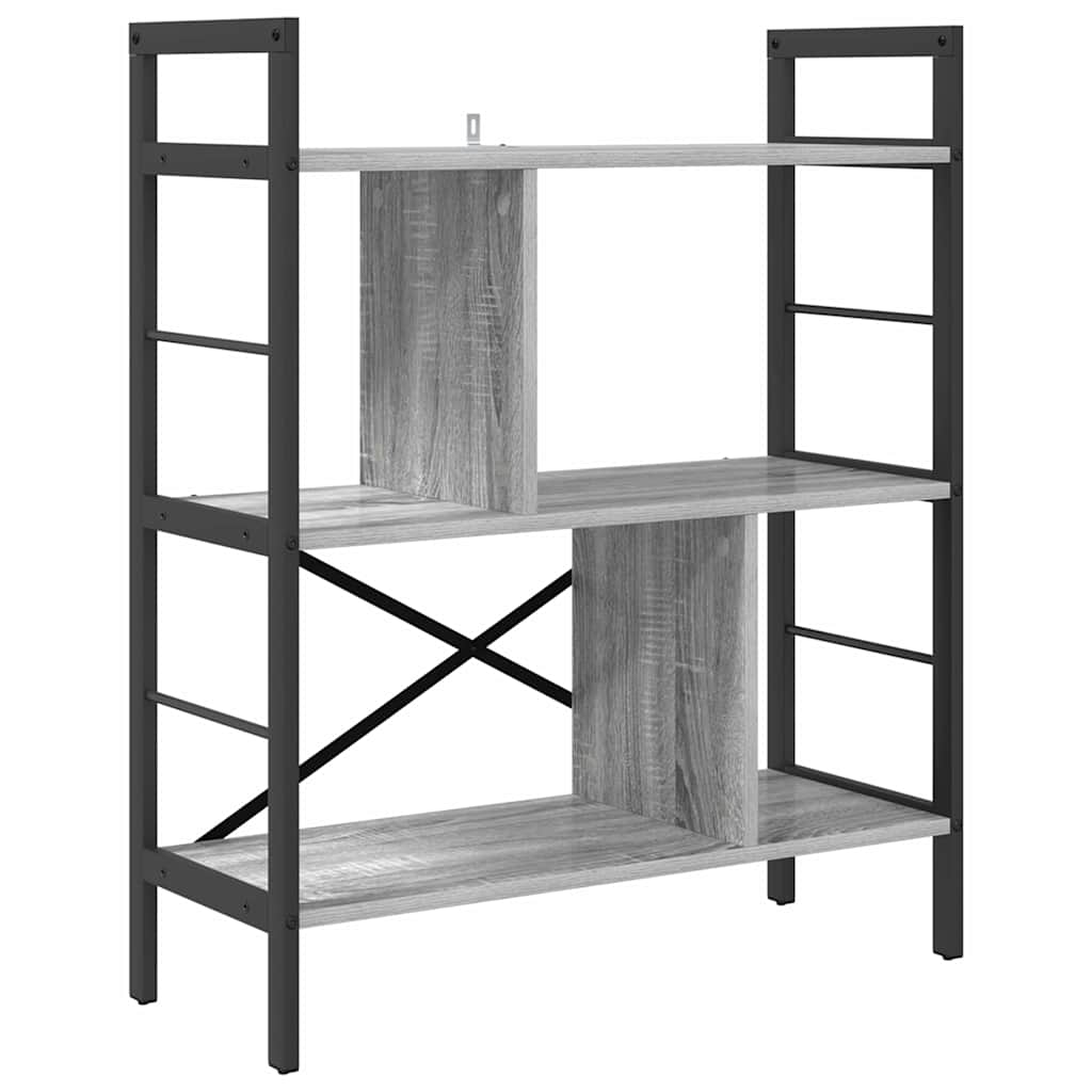Bookshelf 5-Tier 75 x 30 x 91 cm Engineered Wood Grey Sonoma