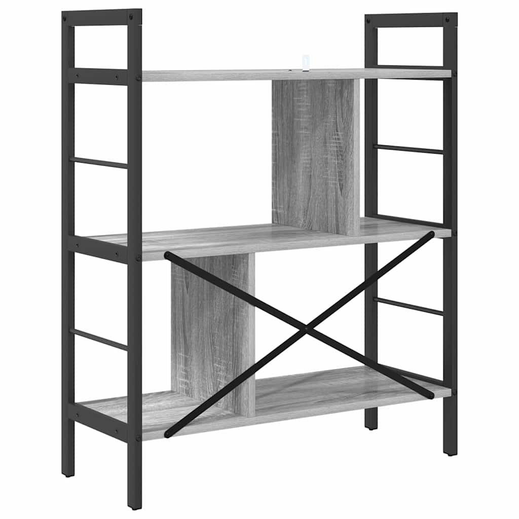 Bookshelf 5-Tier 75 x 30 x 91 cm Engineered Wood Grey Sonoma