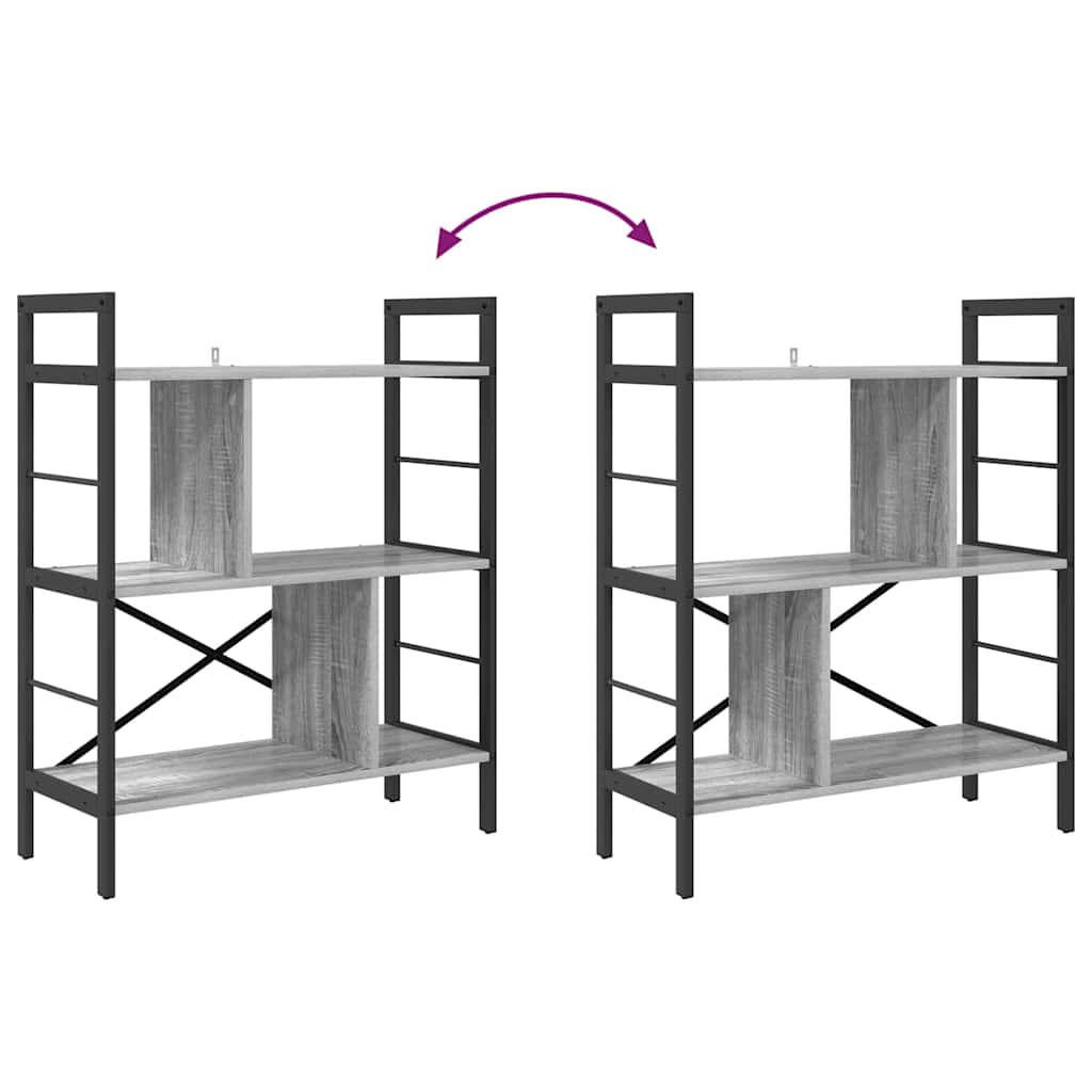 Bookshelf 5-Tier 75 x 30 x 91 cm Engineered Wood Grey Sonoma