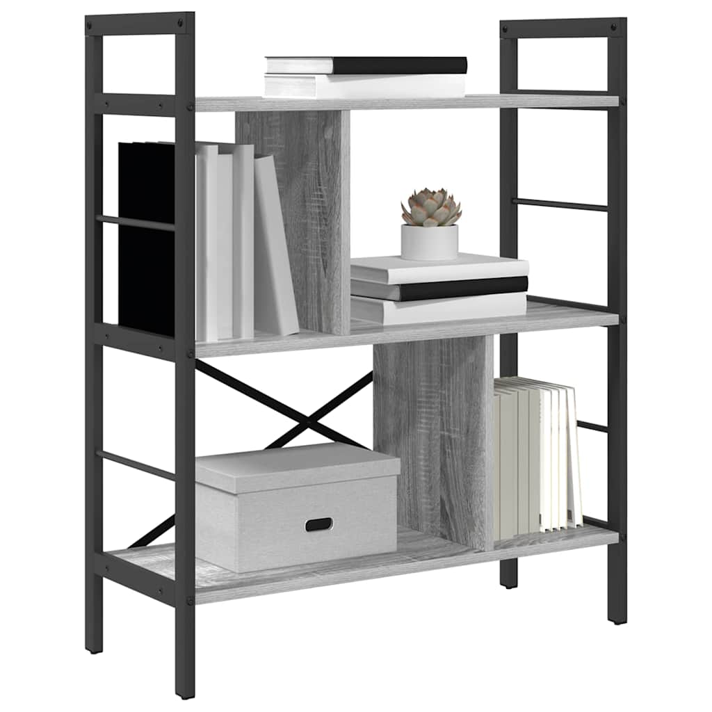 Bookshelf 5-Tier 75 x 30 x 91 cm Engineered Wood Grey Sonoma