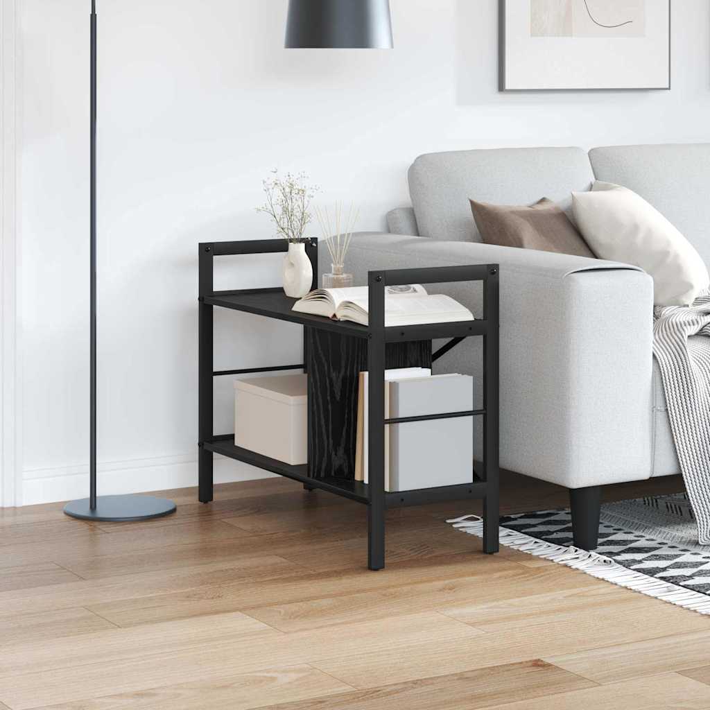 Bookshelf 3-Tier 75 x 30 x 58.5 cm Engineered Wood Black Oak