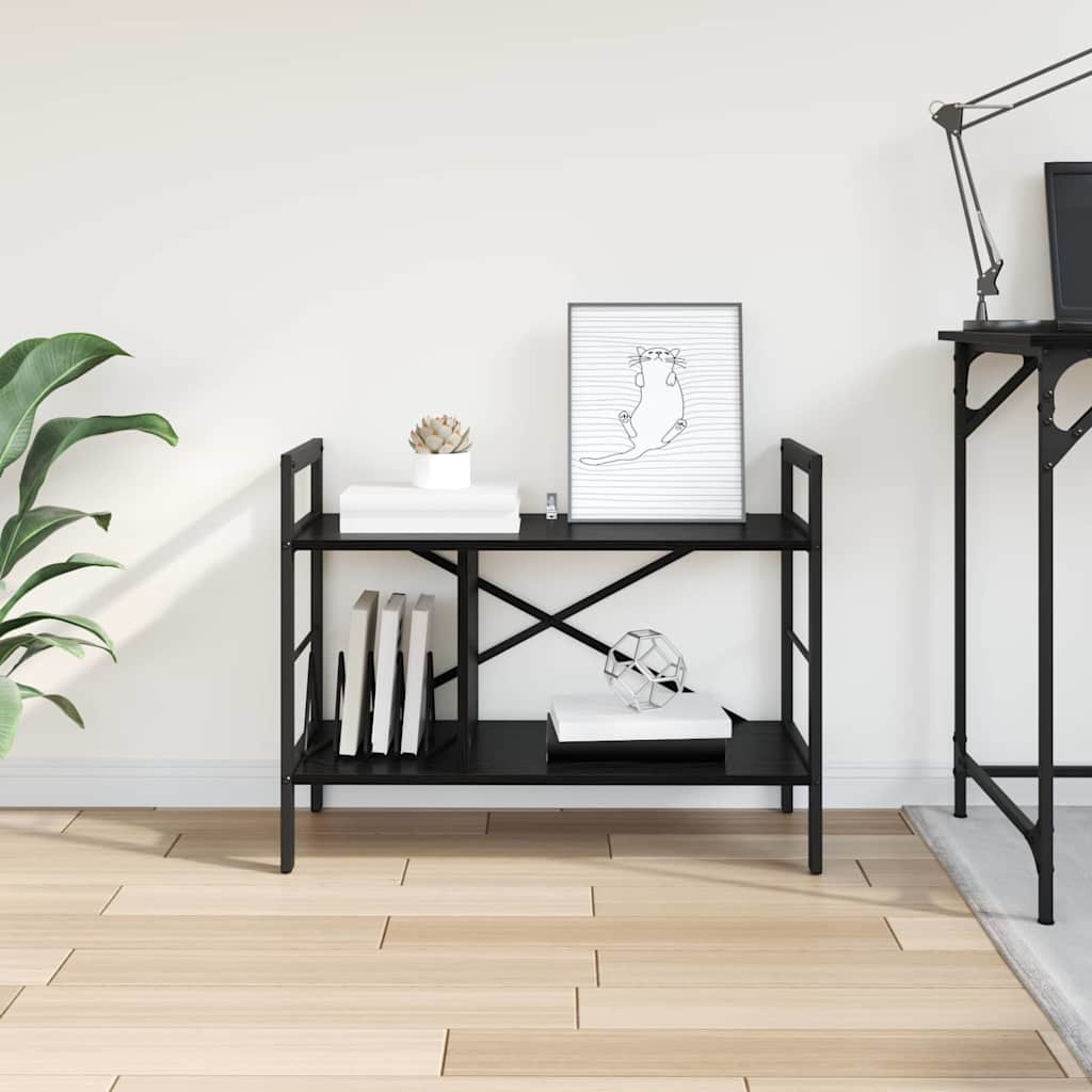 Bookshelf 3-Tier 75 x 30 x 58.5 cm Engineered Wood Black Oak