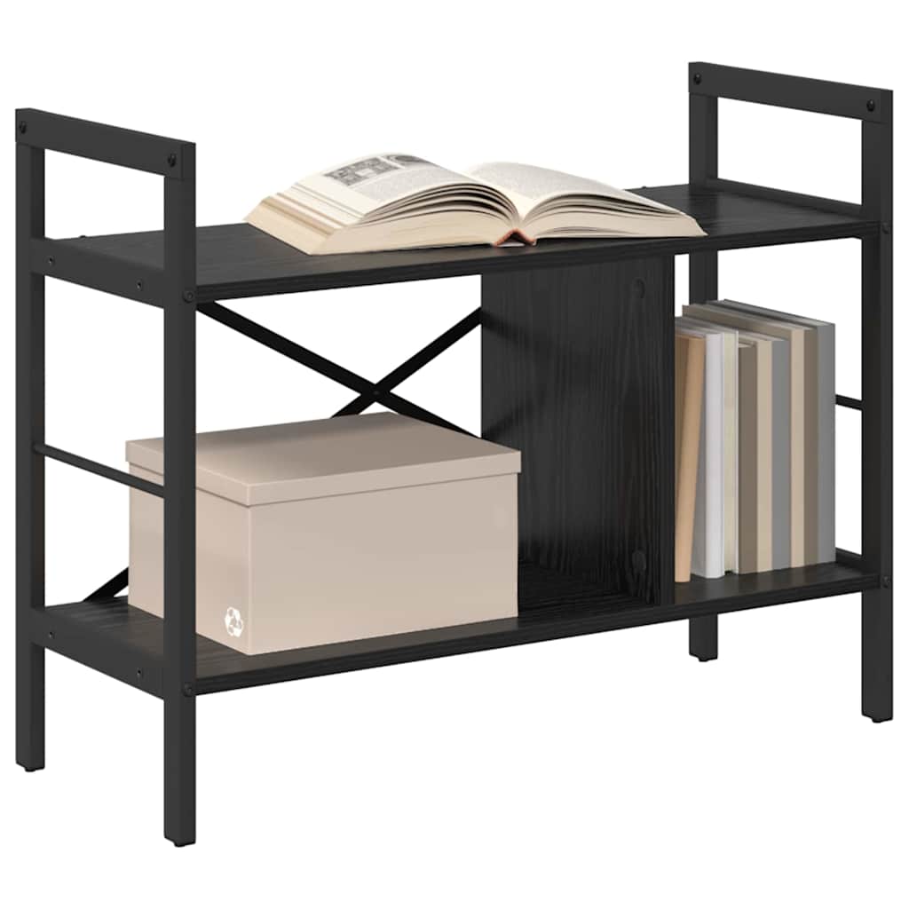 Bookshelf 3-Tier 75 x 30 x 58.5 cm Engineered Wood Black Oak