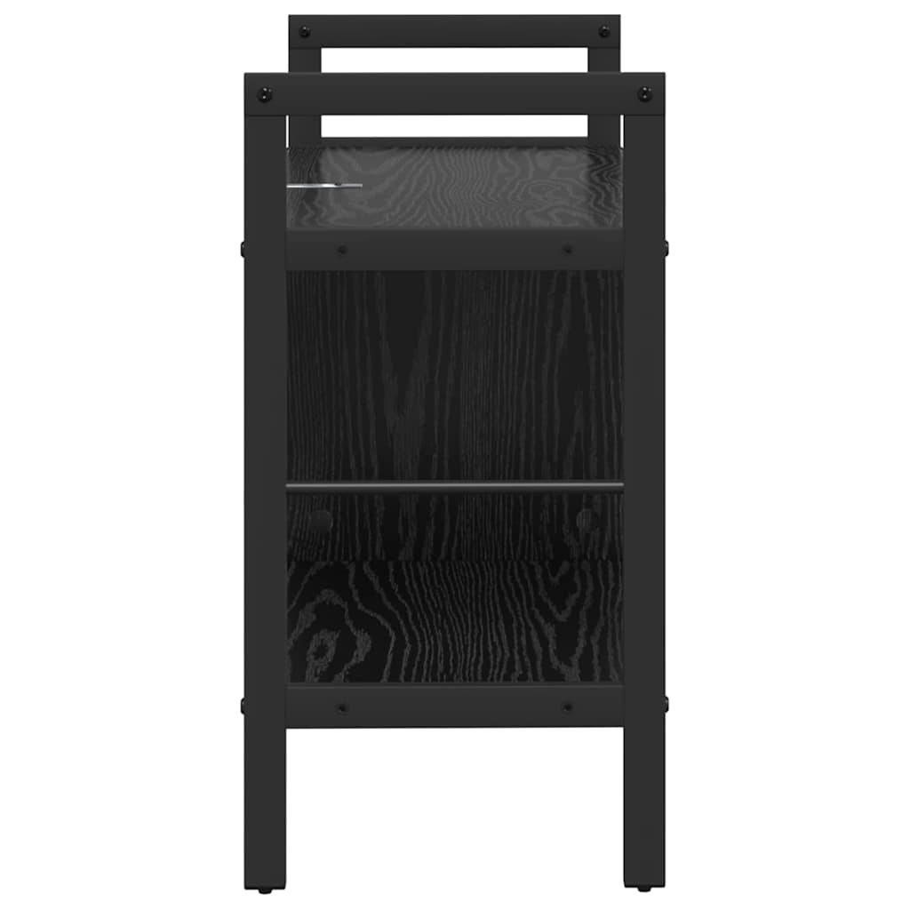 Bookshelf 3-Tier 75 x 30 x 58.5 cm Engineered Wood Black Oak
