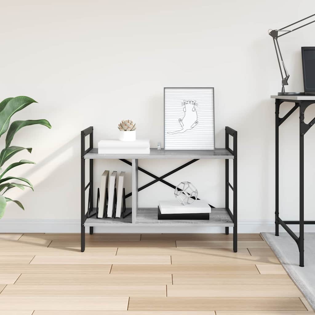 Bookshelf 3-Tier 75 x 30 x 58.5 cm Engineered Wood Grey Sonoma