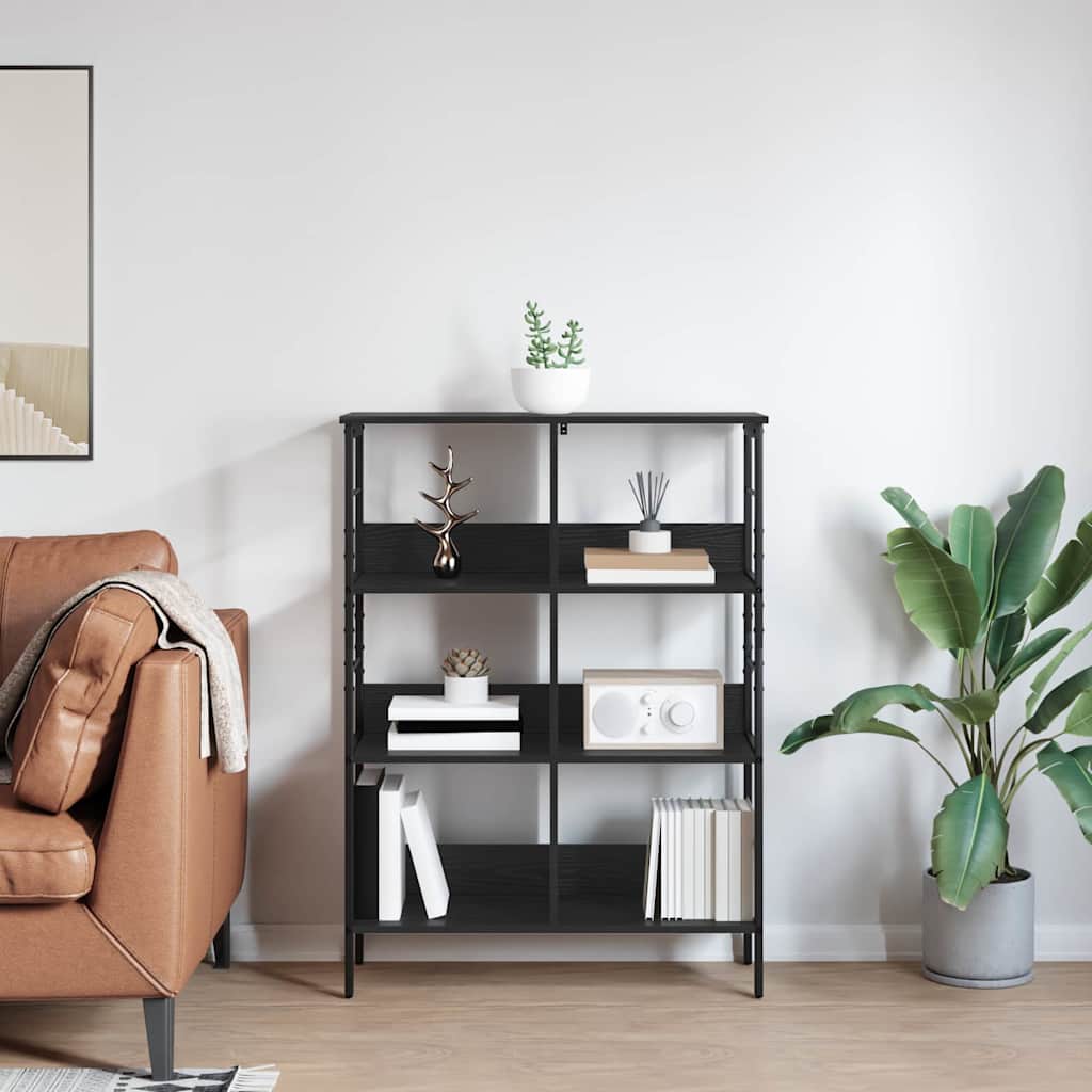Bookshelf Black Oak 82 x 32 x 112 cm Engineered Wood