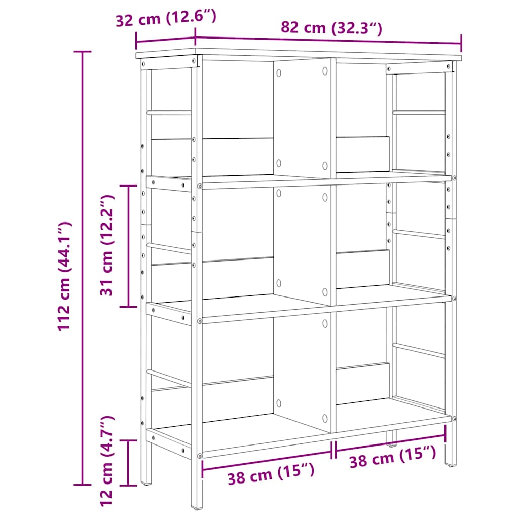 Bookshelf 6-Tier 82 x 32 x 112 cm Engineered Wood Artisan Oak