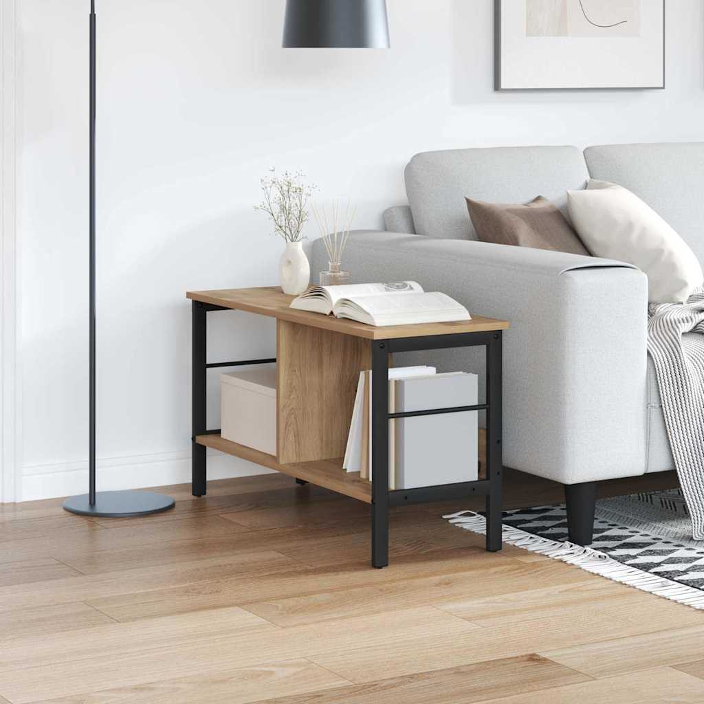 Bookshelf 2-Tier 82 x 32 x 47 cm Engineered Wood Artisan Oak