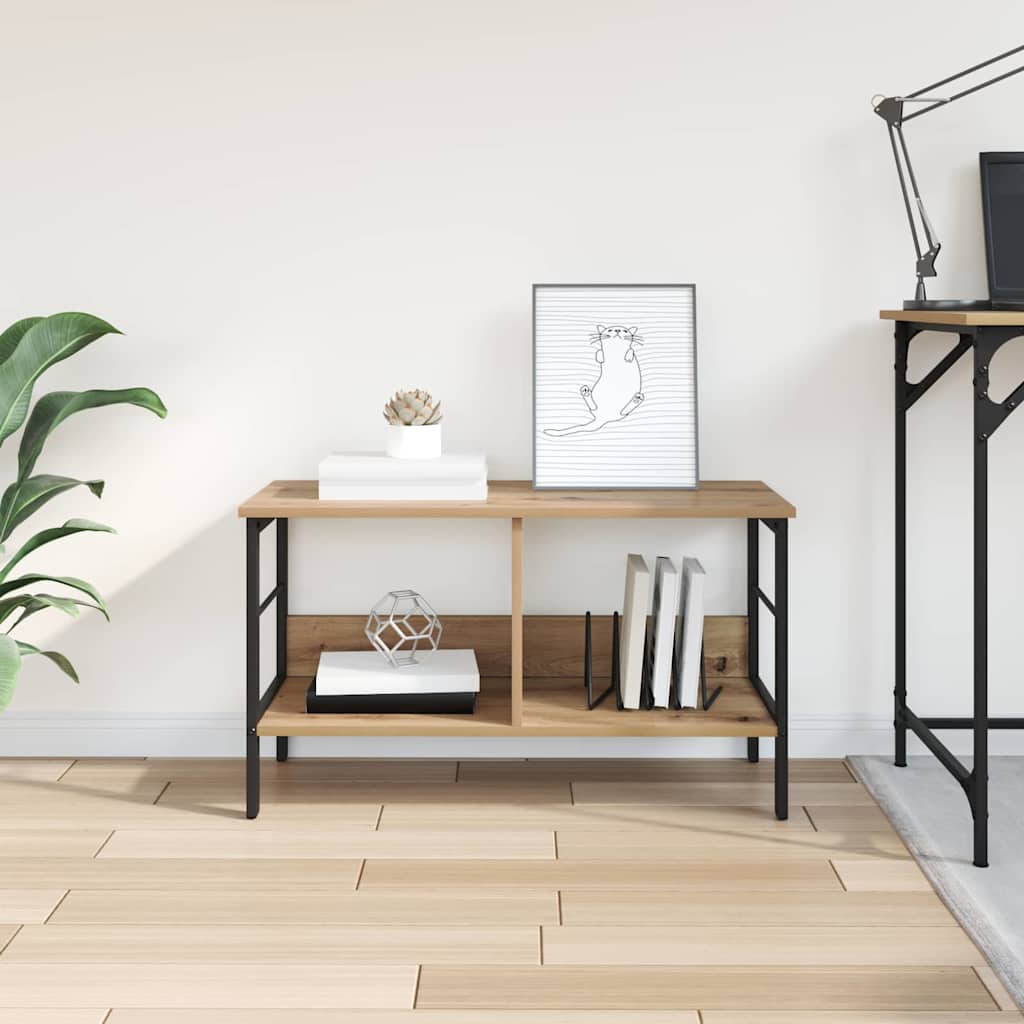 Bookshelf 2-Tier 82 x 32 x 47 cm Engineered Wood Artisan Oak