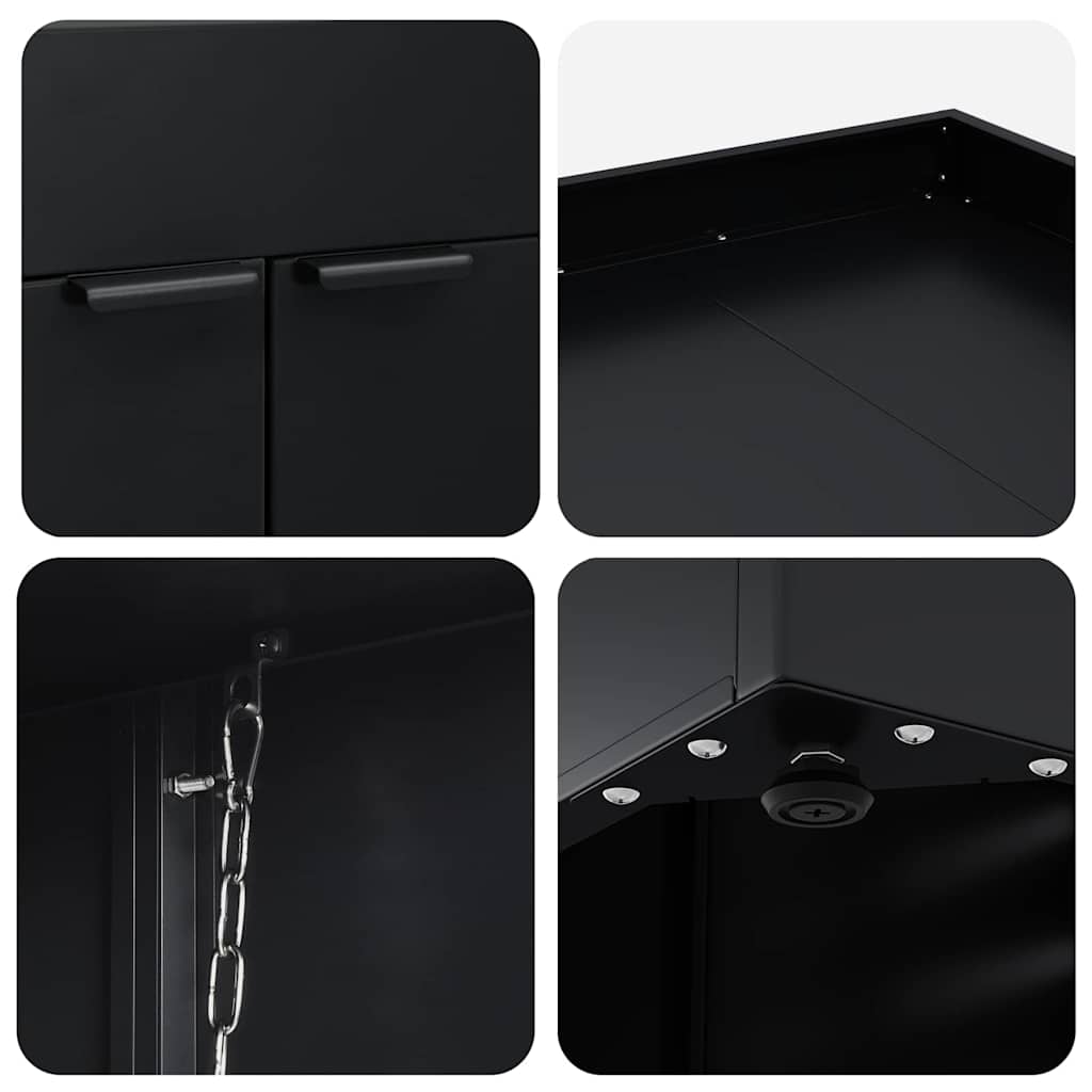Wheelie Bin Storage for 2 Bins Black 136 x 77.5 x 121.5 cm