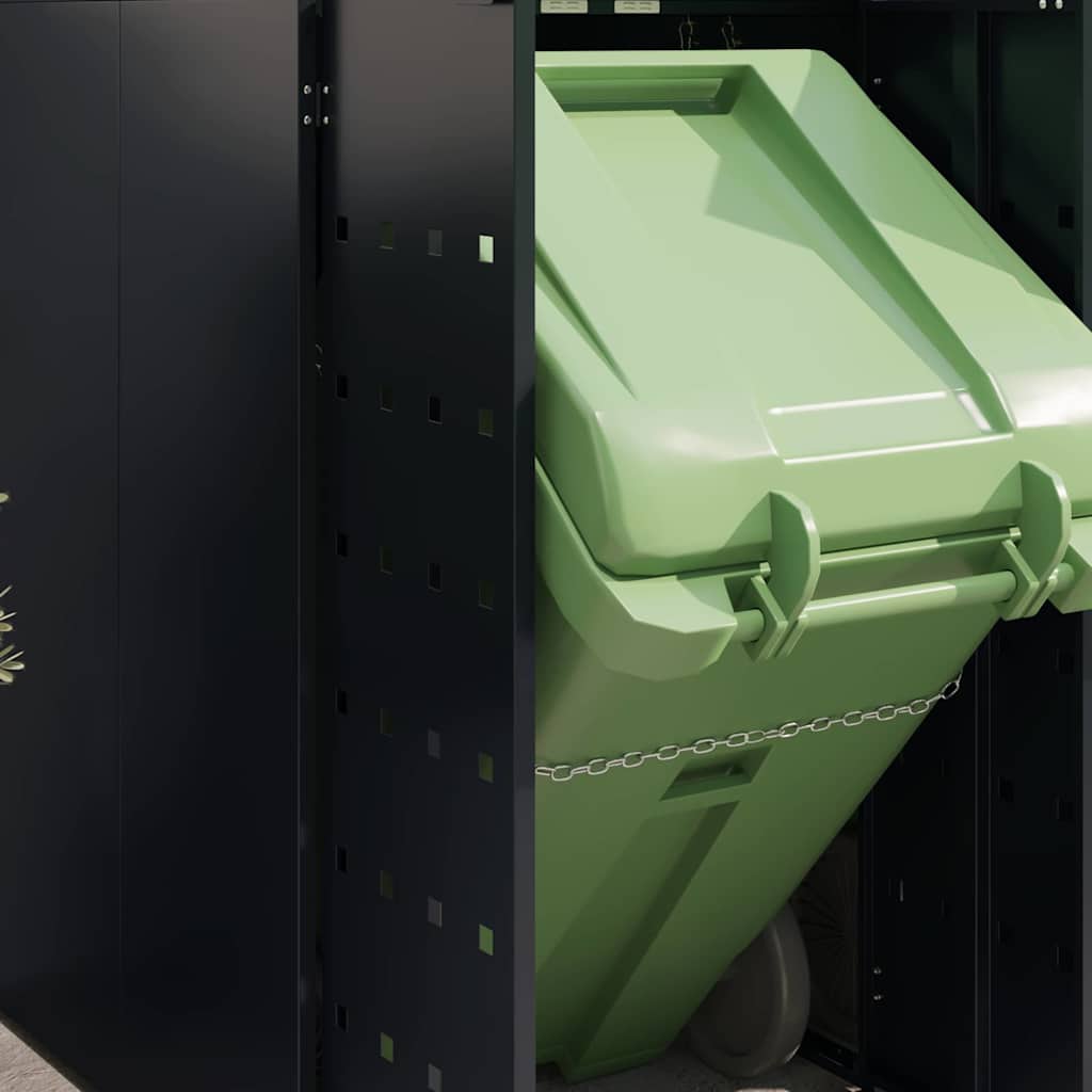 Wheelie Bin Storage for 2 Bins Black 136 x 77.5 x 121.5 cm