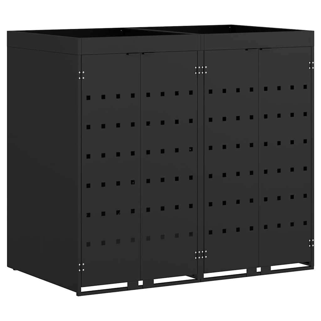 Wheelie Bin Storage for 2 Bins Black 136 x 77.5 x 121.5 cm