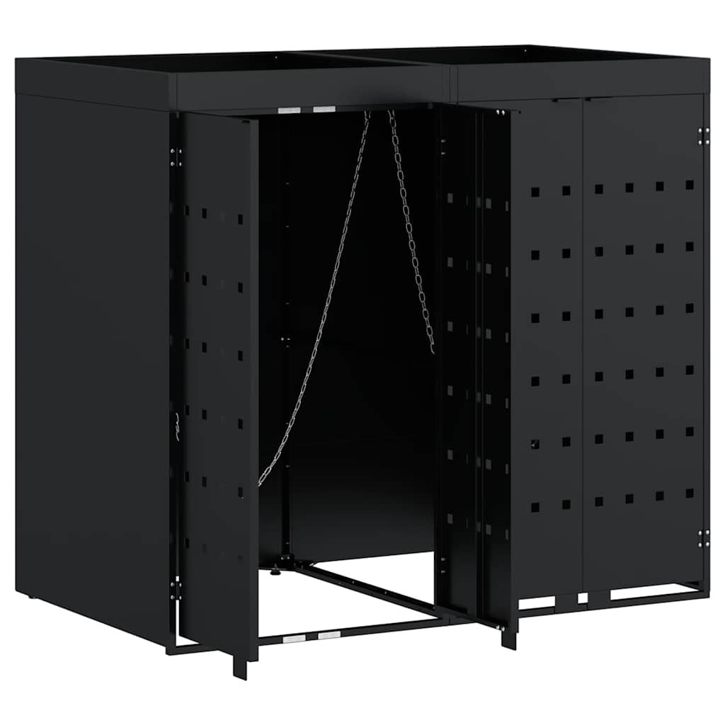 Wheelie Bin Storage for 2 Bins Black 136 x 77.5 x 121.5 cm