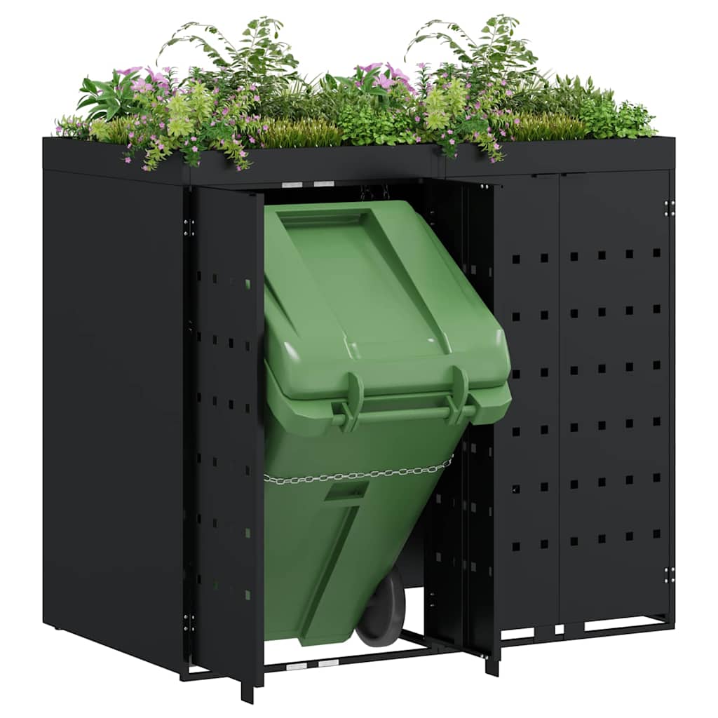 Wheelie Bin Storage for 2 Bins Black 136 x 77.5 x 121.5 cm