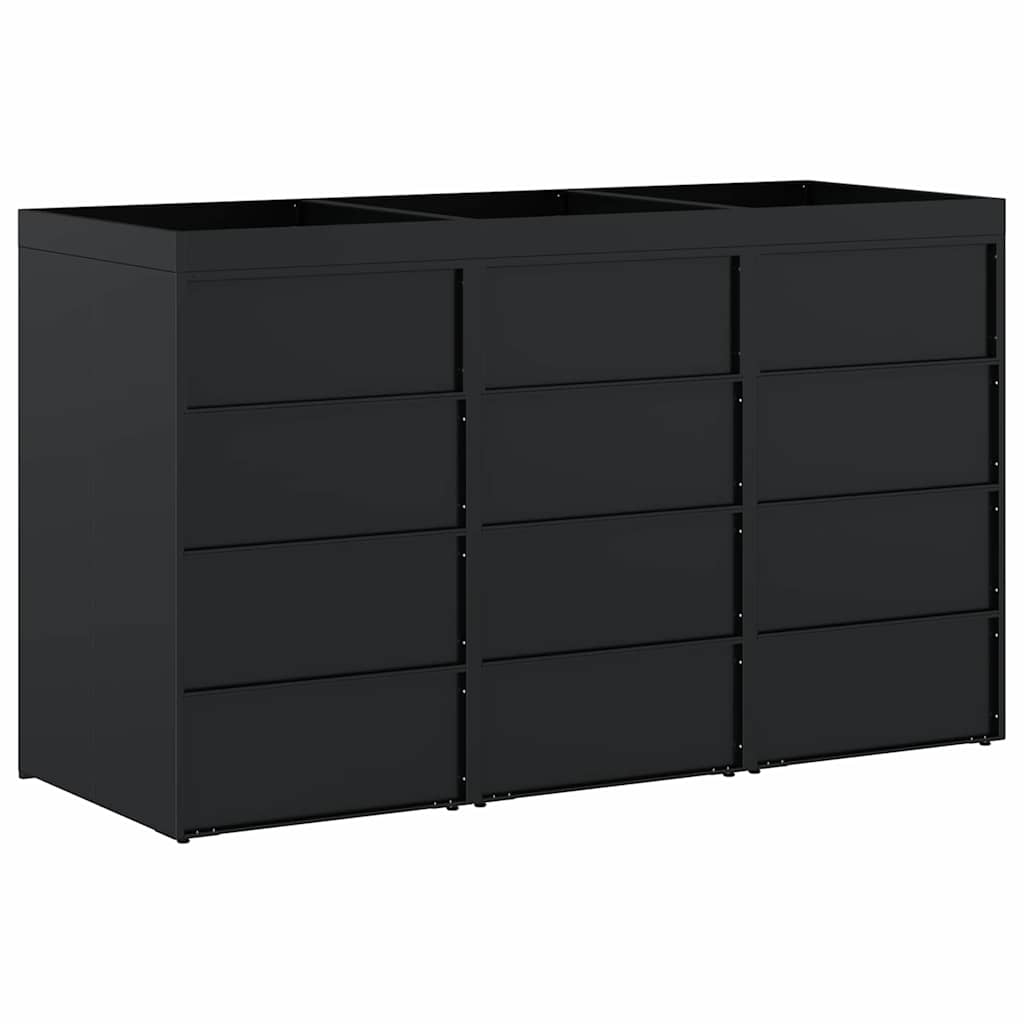 Wheelie Bin Storage for 3 Bins Black 204 x 77.5 x 121.5 cm