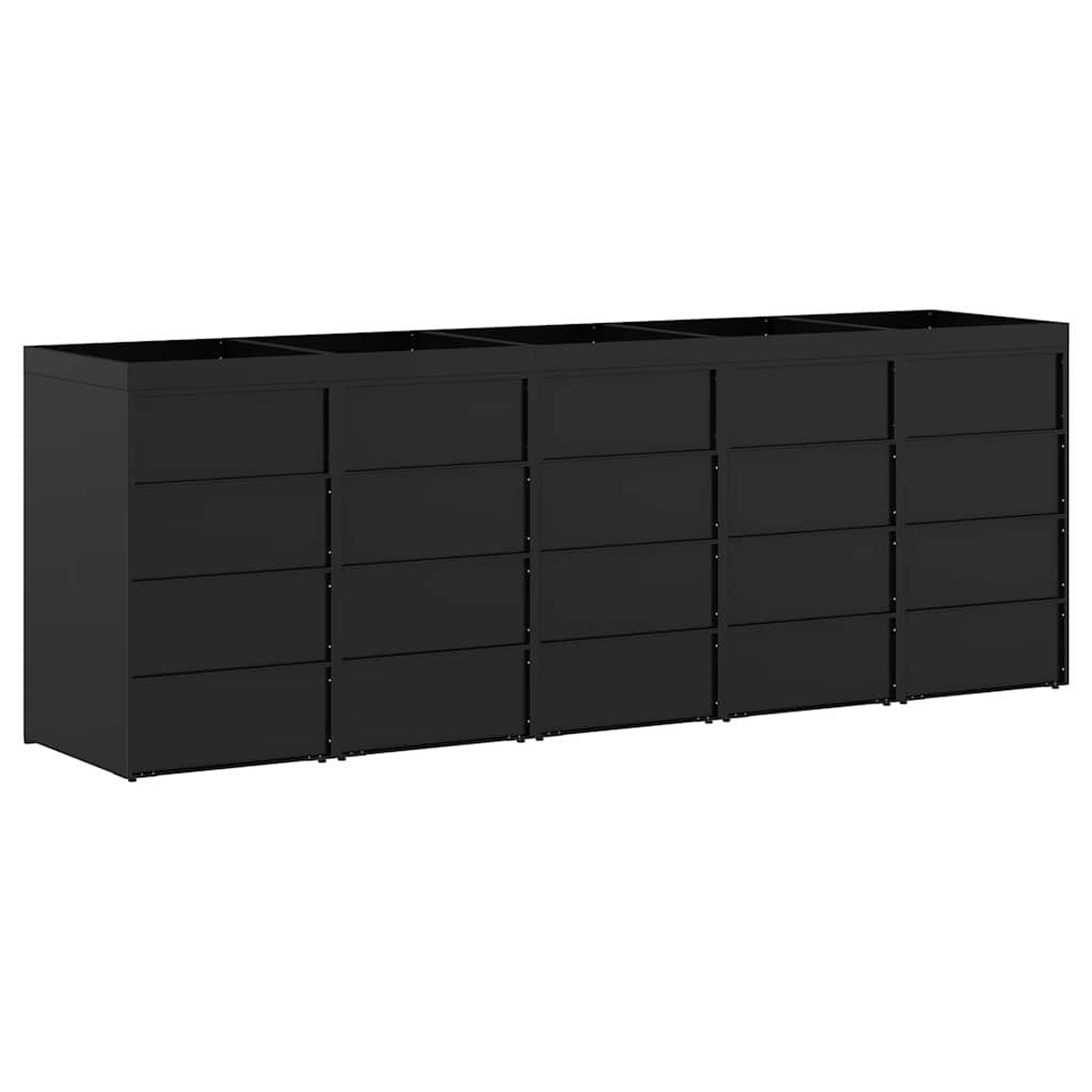 Wheelie Bin Storage for 5 Bins Black 340 x 77.5 x 121.5 cm