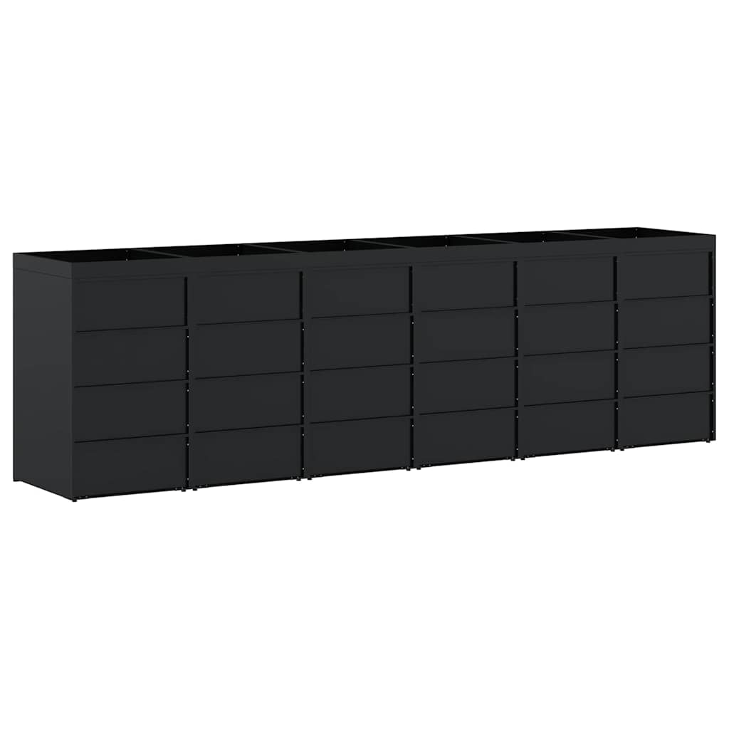 Wheelie Bin Storage for 6 Bins Black 408 x 77.5 x 121.5 cm