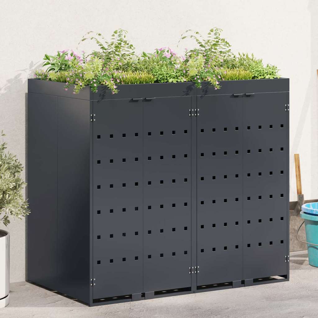 Wheelie Bin Storage for 2 Bins Anthracite 136 x 77.5 x 121.5 cm