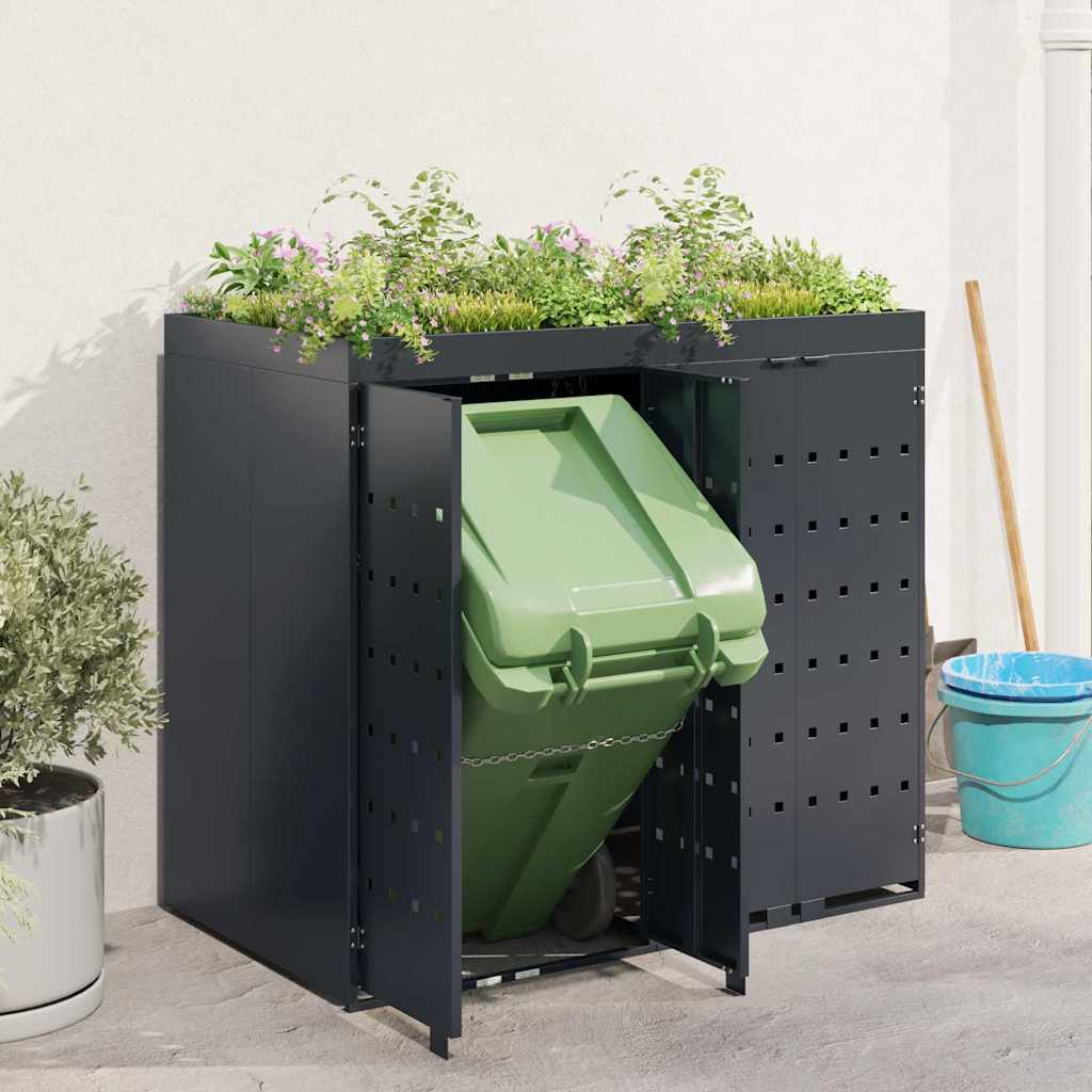 Wheelie Bin Storage for 2 Bins Anthracite 136 x 77.5 x 121.5 cm