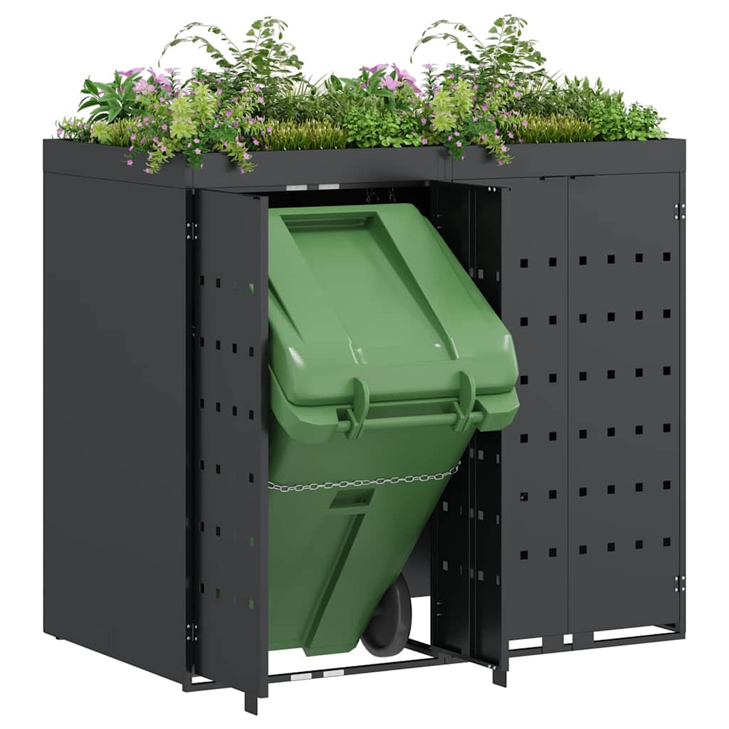 Wheelie Bin Storage for 2 Bins Anthracite 136 x 77.5 x 121.5 cm