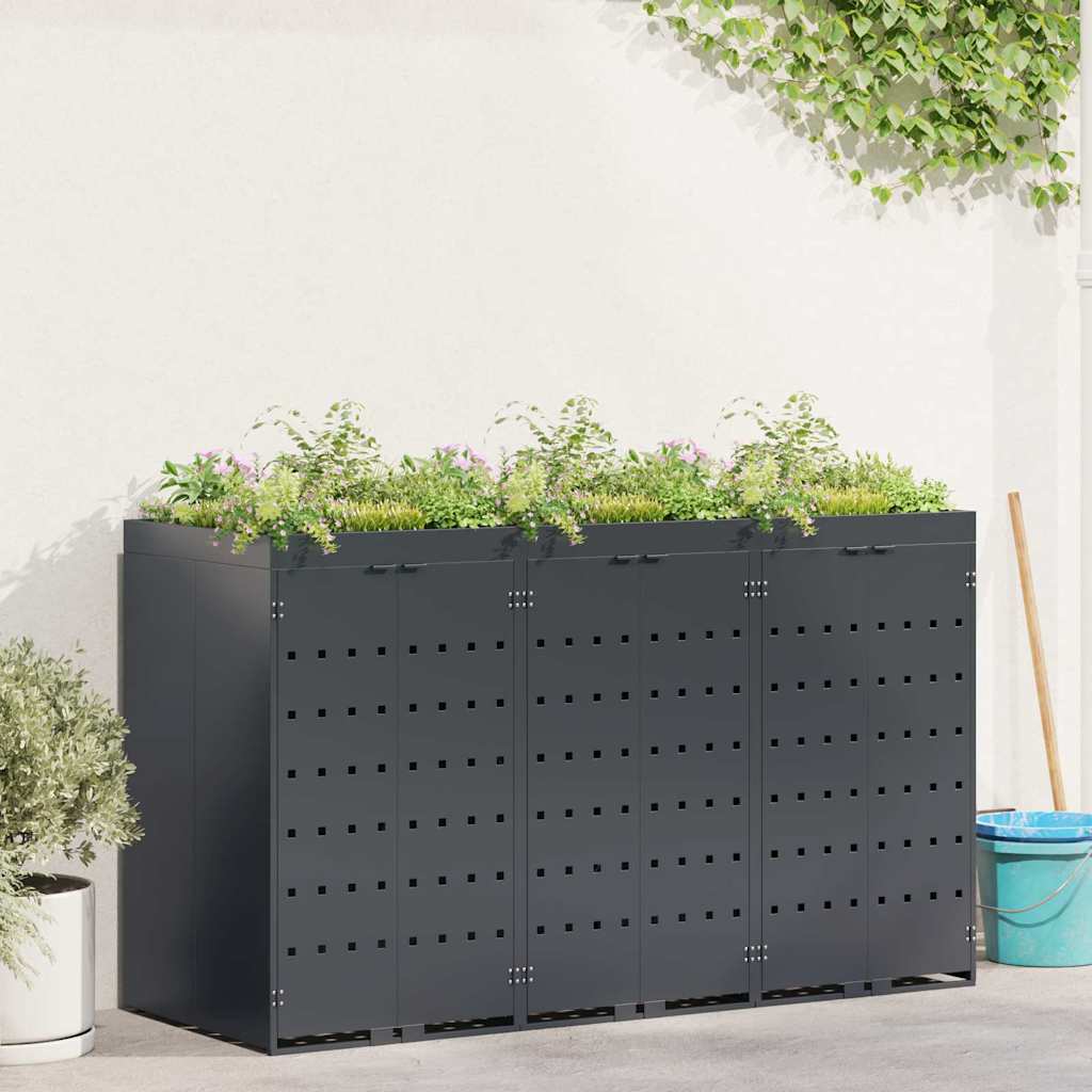 Wheelie Bin Storage for 3 Bins Anthracite 204 x 77.5 x 121.5 cm