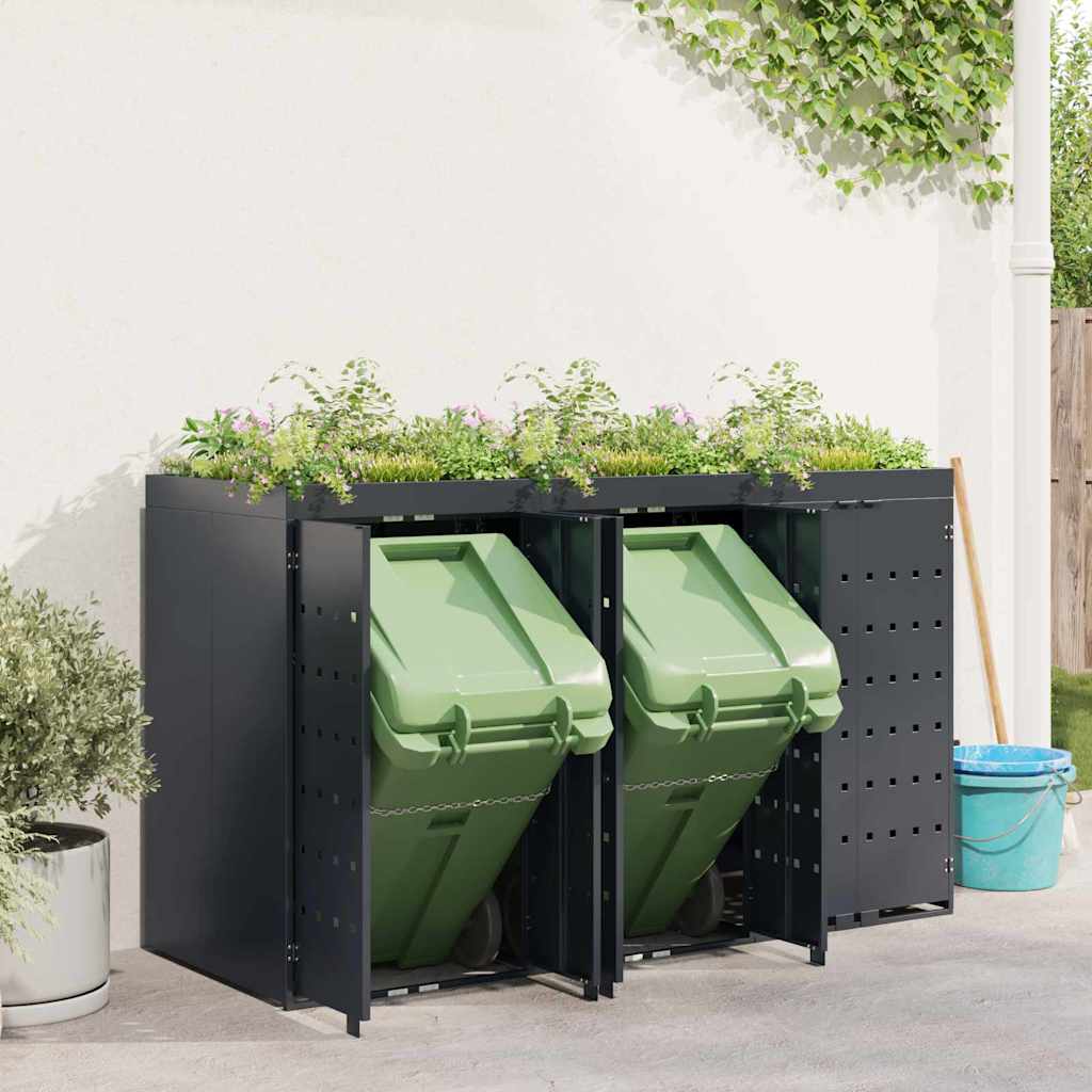 Wheelie Bin Storage for 3 Bins Anthracite 204 x 77.5 x 121.5 cm