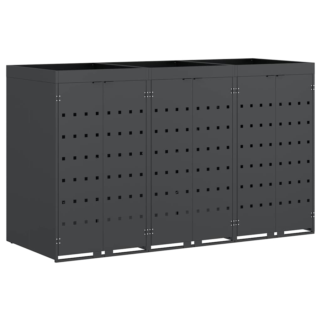 Wheelie Bin Storage for 3 Bins Anthracite 204 x 77.5 x 121.5 cm