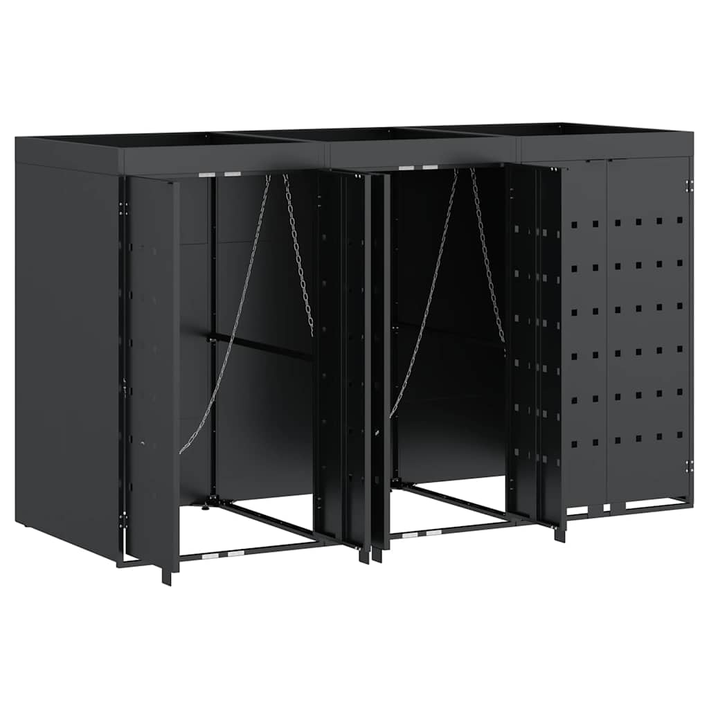 Wheelie Bin Storage for 3 Bins Anthracite 204 x 77.5 x 121.5 cm