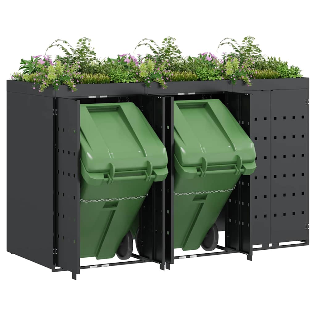 Wheelie Bin Storage for 3 Bins Anthracite 204 x 77.5 x 121.5 cm
