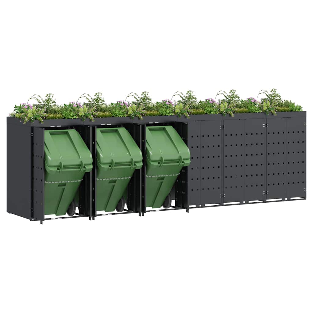 Wheelie Bin Storage for 6 Bins Anthracite 408 x 77.5 x 121.5 cm