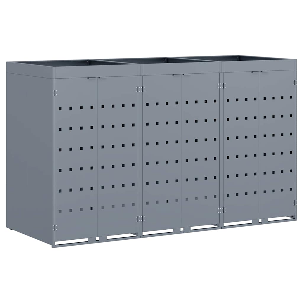 Wheelie Bin Storage for 3 Bins Light Grey 204 x 77.5 x 121.5 cm