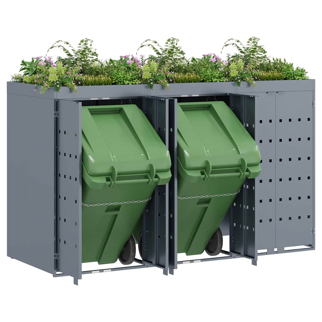 Wheelie Bin Storage for 3 Bins Light Grey 204 x 77.5 x 121.5 cm