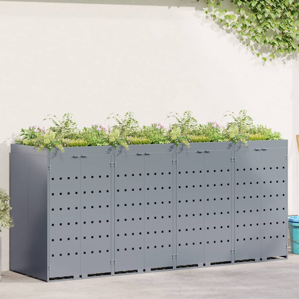 Wheelie Bin Storage for 4 Bins Light Grey 272 x 77.5 x 121.5 cm