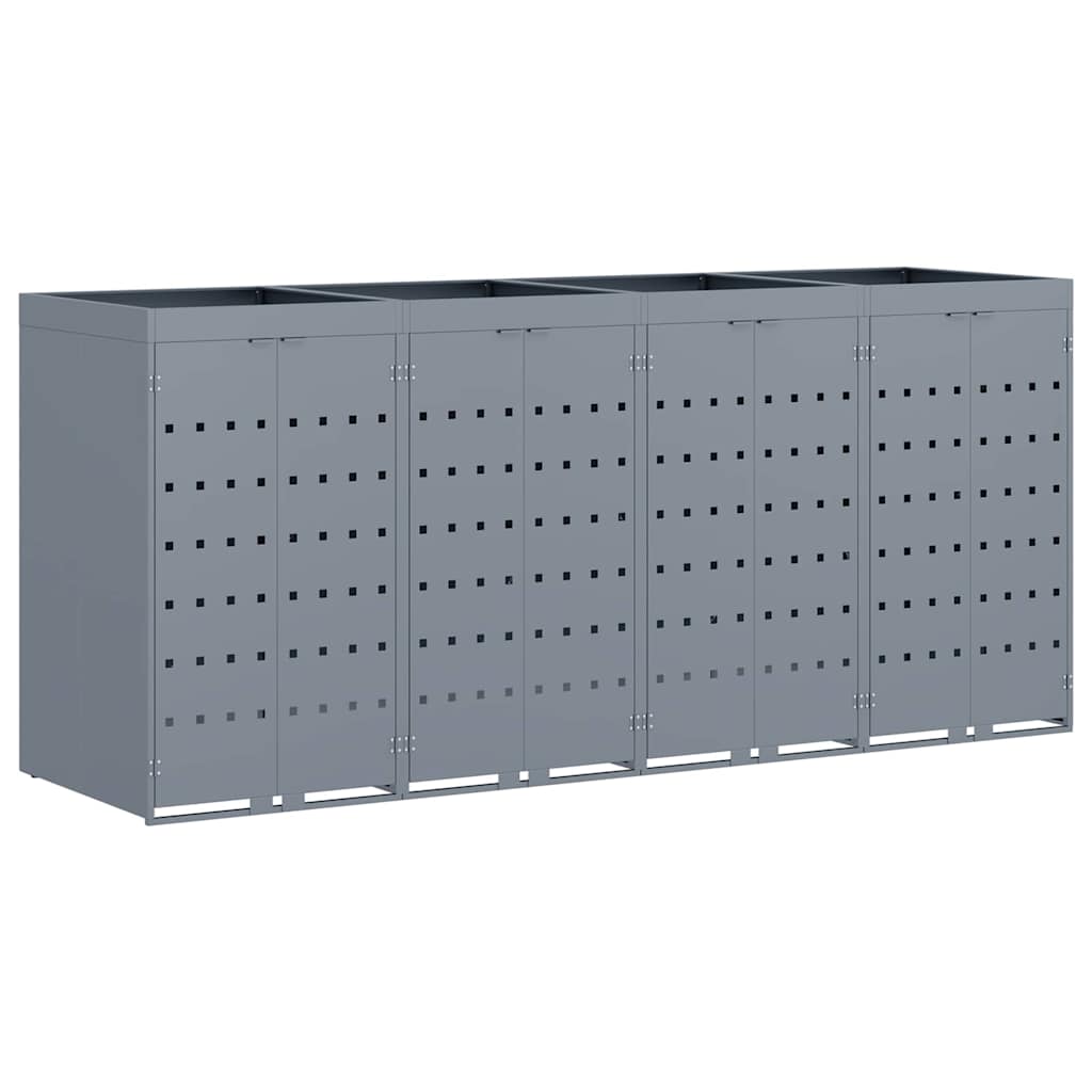 Wheelie Bin Storage for 4 Bins Light Grey 272 x 77.5 x 121.5 cm