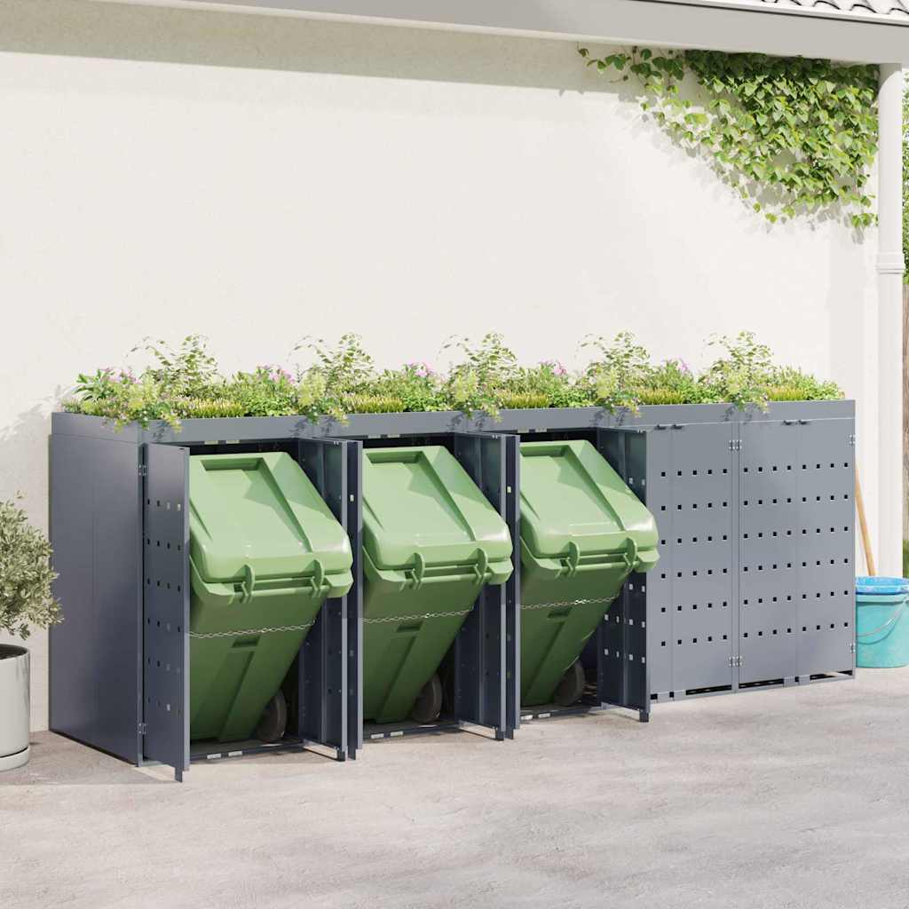 Wheelie Bin Storage for 5 Bins Light Grey 340 x 77.5 x 121.5 cm