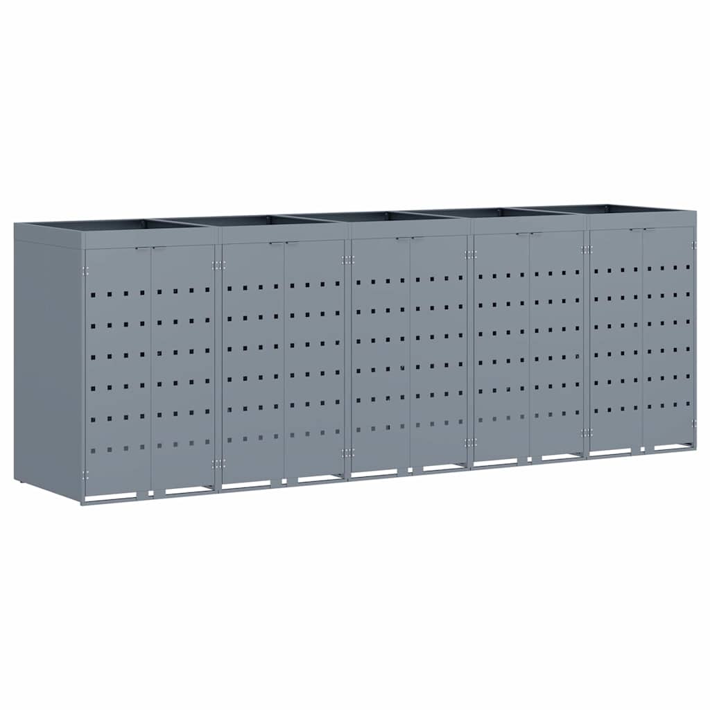 Wheelie Bin Storage for 5 Bins Light Grey 340 x 77.5 x 121.5 cm