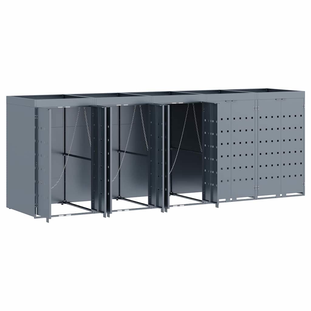 Wheelie Bin Storage for 5 Bins Light Grey 340 x 77.5 x 121.5 cm