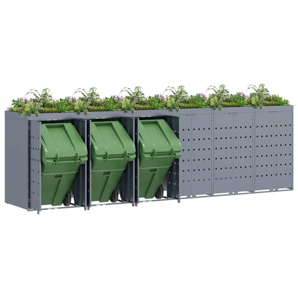 Wheelie Bin Storage for 6 Bins Light Grey 408 x 77.5 x 121.5 cm