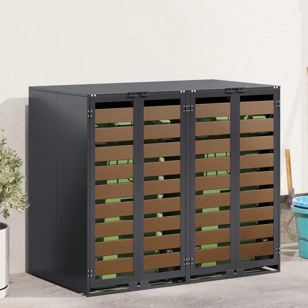 Wheelie Bin Storage for 2 Bins Anthracite 136 x 77.5 x 115.5 cm