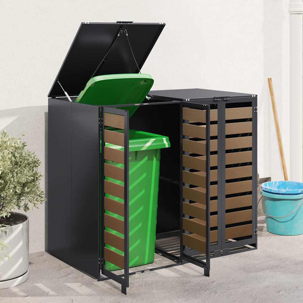 Wheelie Bin Storage for 2 Bins Anthracite 136 x 77.5 x 115.5 cm