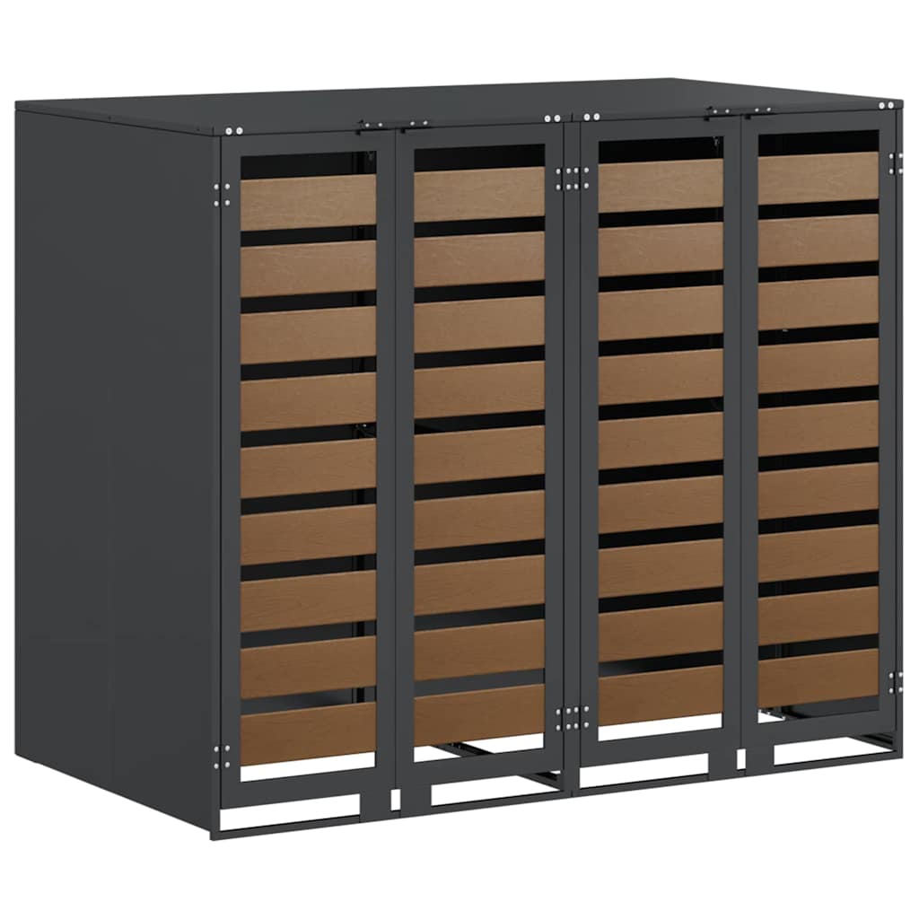 Wheelie Bin Storage for 2 Bins Anthracite 136 x 77.5 x 115.5 cm