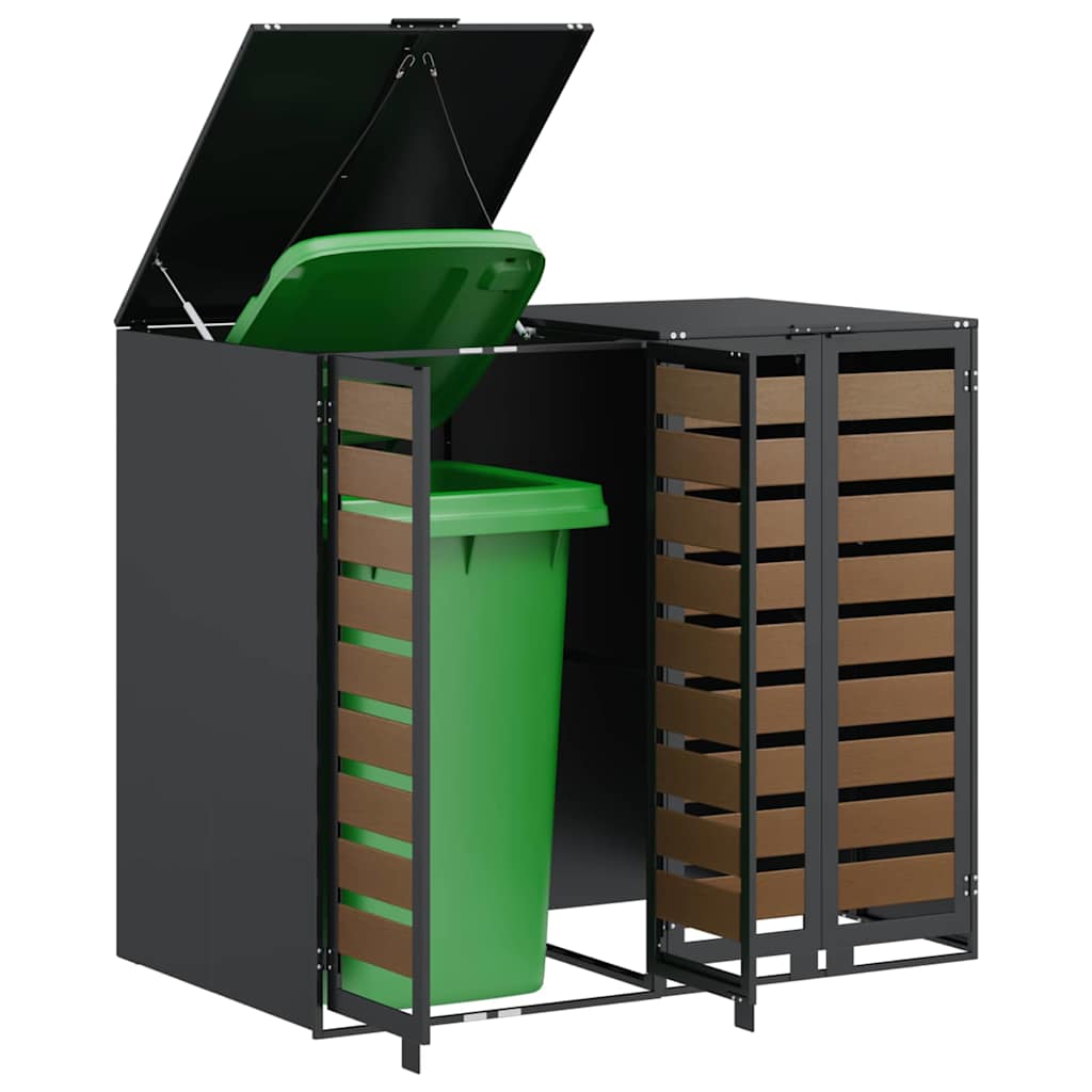 Wheelie Bin Storage for 2 Bins Anthracite 136 x 77.5 x 115.5 cm