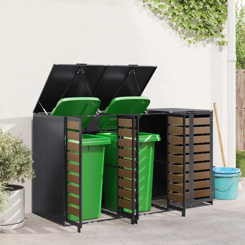 Wheelie Bin Storage for 3 Bins Anthracite 204 x 77.5 x 115.5 cm