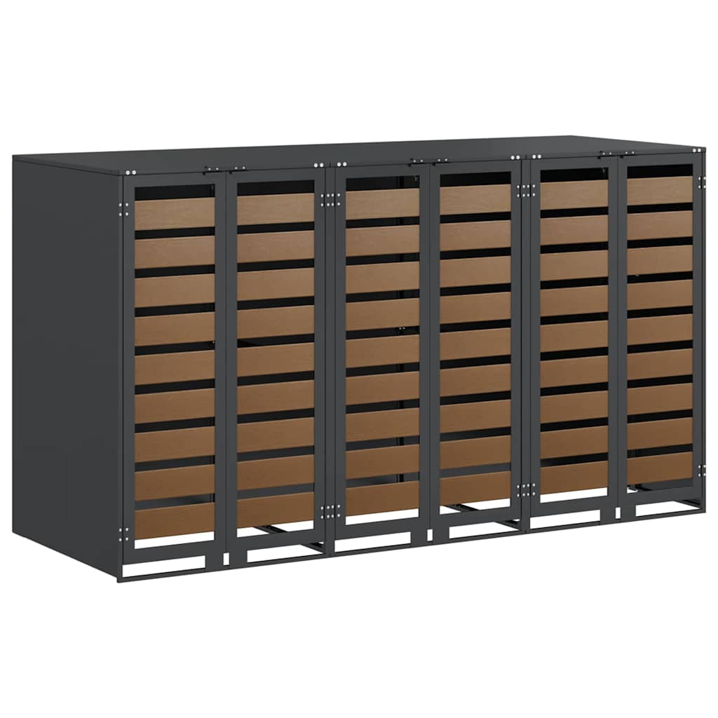 Wheelie Bin Storage for 3 Bins Anthracite 204 x 77.5 x 115.5 cm