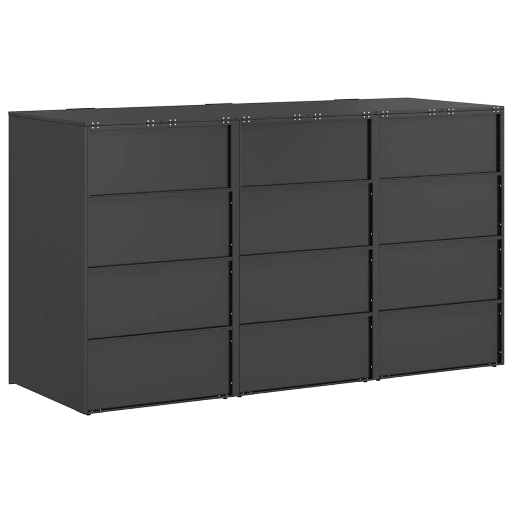 Wheelie Bin Storage for 3 Bins Anthracite 204 x 77.5 x 115.5 cm