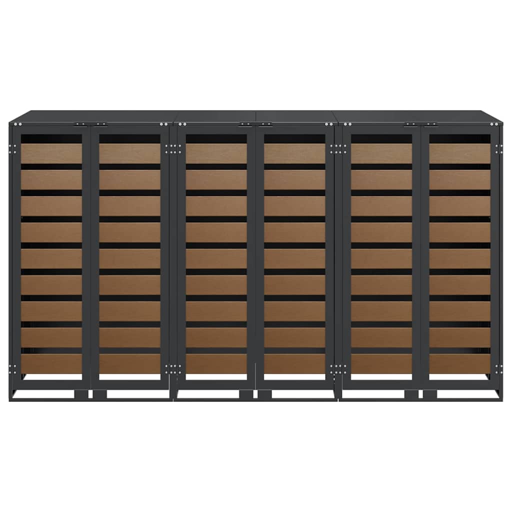 Wheelie Bin Storage for 3 Bins Anthracite 204 x 77.5 x 115.5 cm