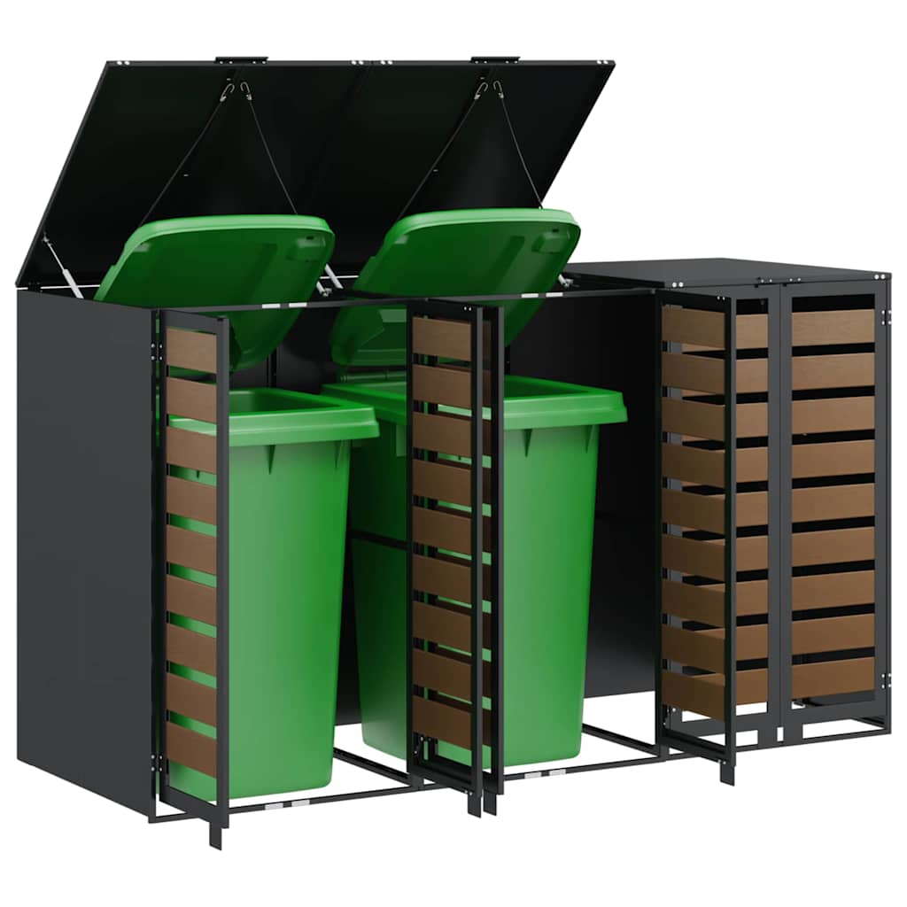 Wheelie Bin Storage for 3 Bins Anthracite 204 x 77.5 x 115.5 cm